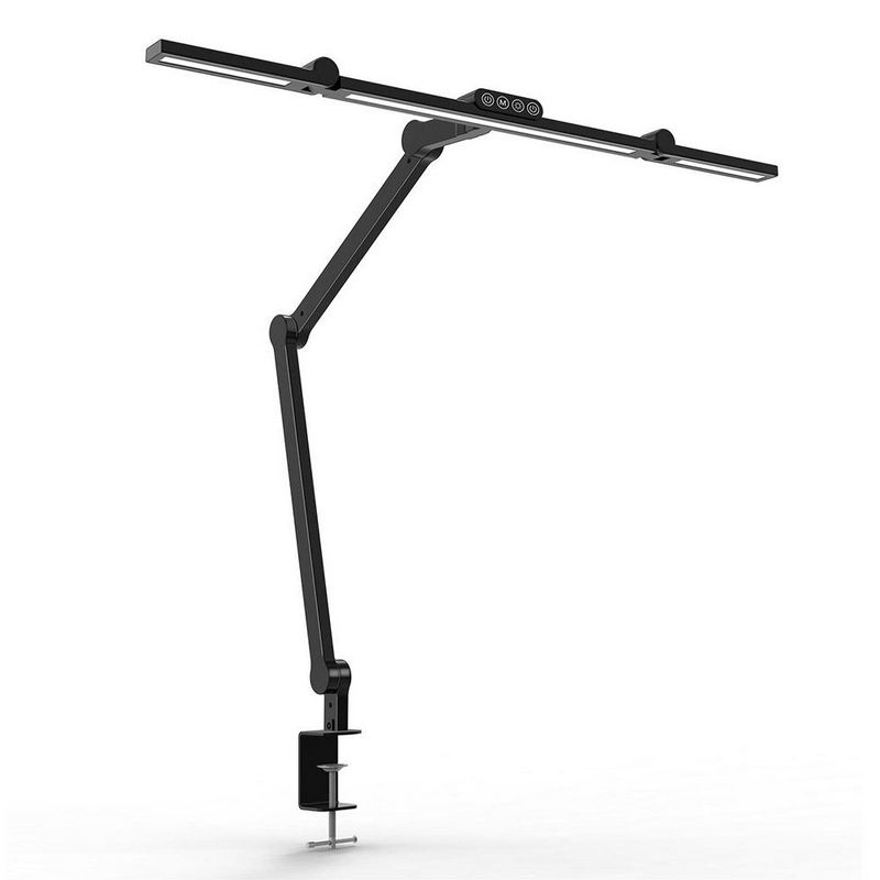 LED stolní pracovní lampa 12W, 1400Lm, 3000-6500 K, Ra &gt;92, stmívatelná, černá, šroub