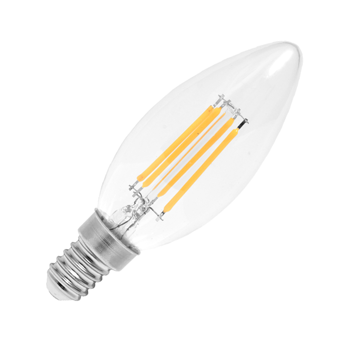 LED RETRO žárovka svíčka E14, C37, teplá bílá 3000K, 2W, 320Lm - Ecolite