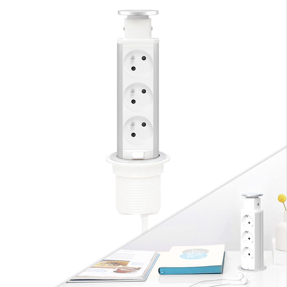 Přípojný zásuvkový sloupek pro desku stolu 3x 230V, pr. 60 mm FK technics