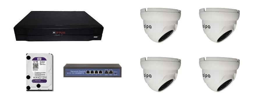 CP-UNSA-4CAM50D Sada kamerového systému 5.0 Mpix, včetně NVR, PoE switche a HDD 1 TB