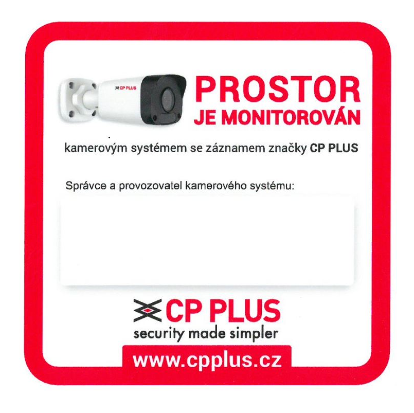 CP-PR-134 Samolepka &quot;Prostor monitorován&quot; + provozovatel