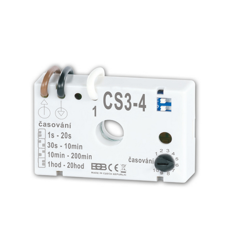 CS3-4 Časový spínač pro osvětlení schodiště - automat v zapojení bez nulového vodiče.