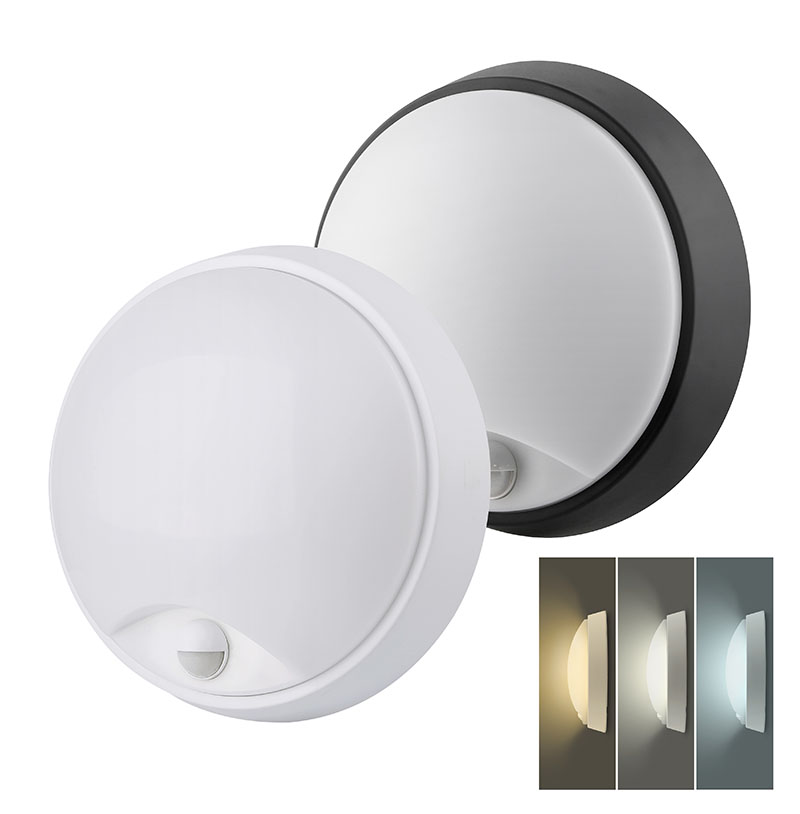 Solight LED venkovní osvětlení se senzorem, 3 CCT,  15/18/20W, 1800lm, 22cm, 2v1 - bílý a černý kryt