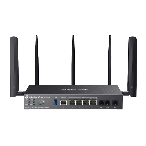 Router TP-Link DR3650v-4G VPN WiFi 6, 1x GWAN + 4x GLAN, 1x DSL, 2x FXS, USB,  Omáda SDN