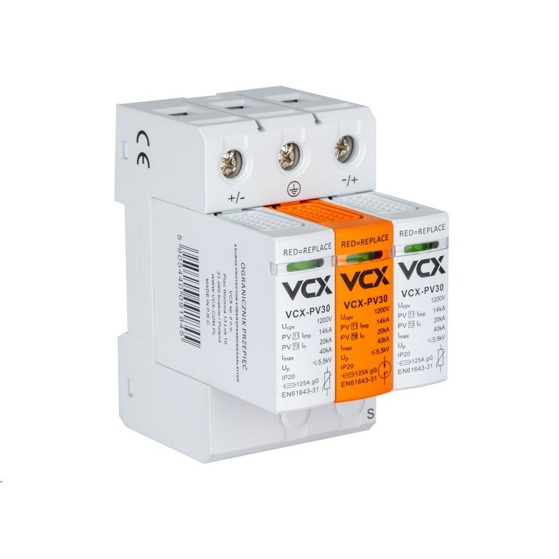 Přepěťová ochrana VCX PV30 DC třída T1T2 (B+C) 3P 1200V 14kA