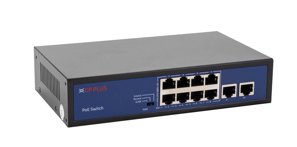 CP-DNW-HPU8H2-96-V2 Osmiportový 10/100 Mbps PoE switch s 2x 10/100 Mbps uplinkem CP PLUS