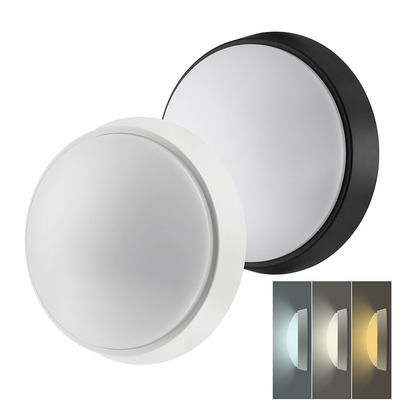 Solight LED venkovní osvětlení, nastavitelná teplota světla - 3CCT, 15/18/20W, 1800lm, 22cm, 2v1 - bílý a černý kryt