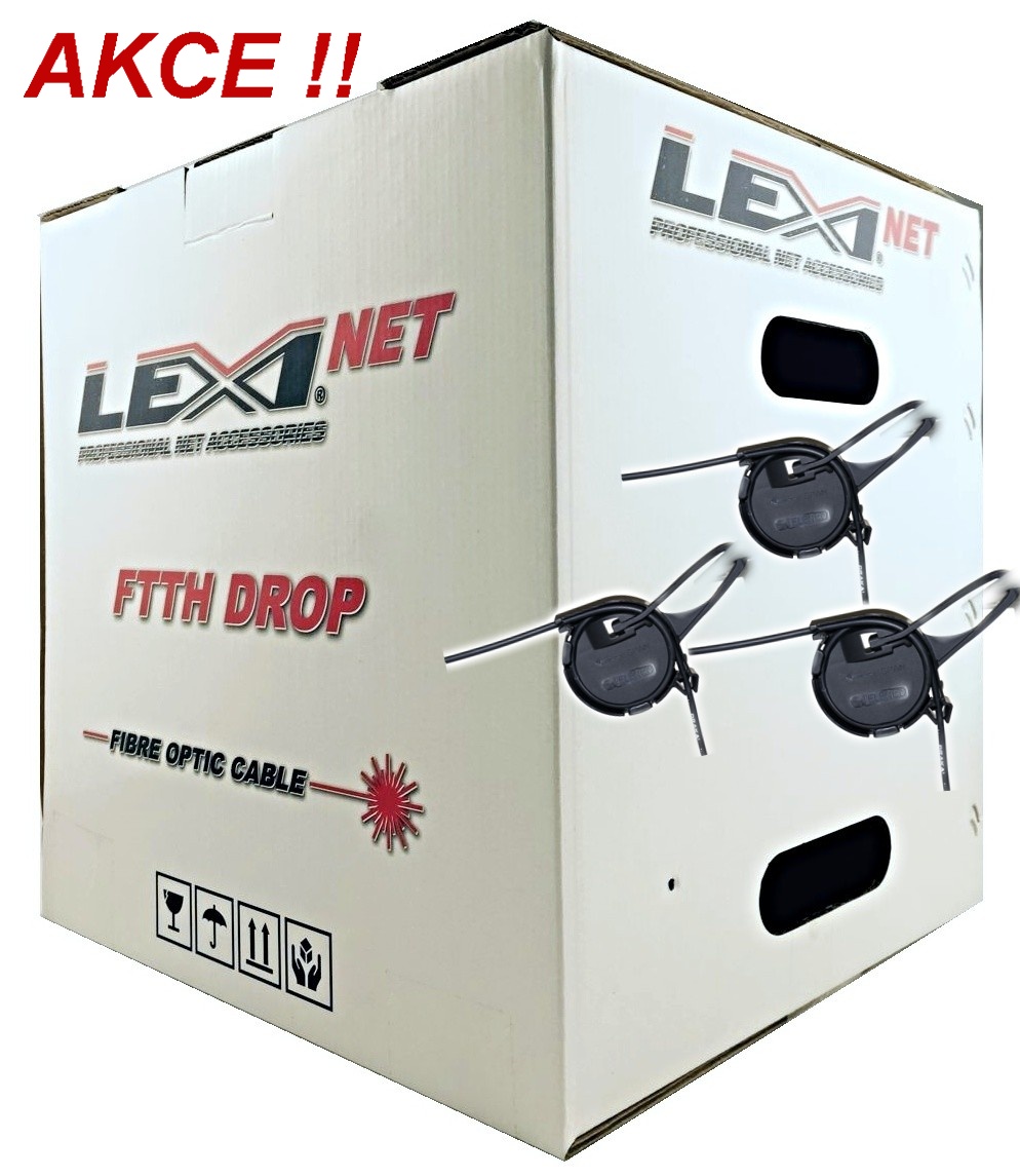 DROP LEXI FTTx 8 VL SM 9/125, G.657A1 BLACK LSZH + 10ks kotva