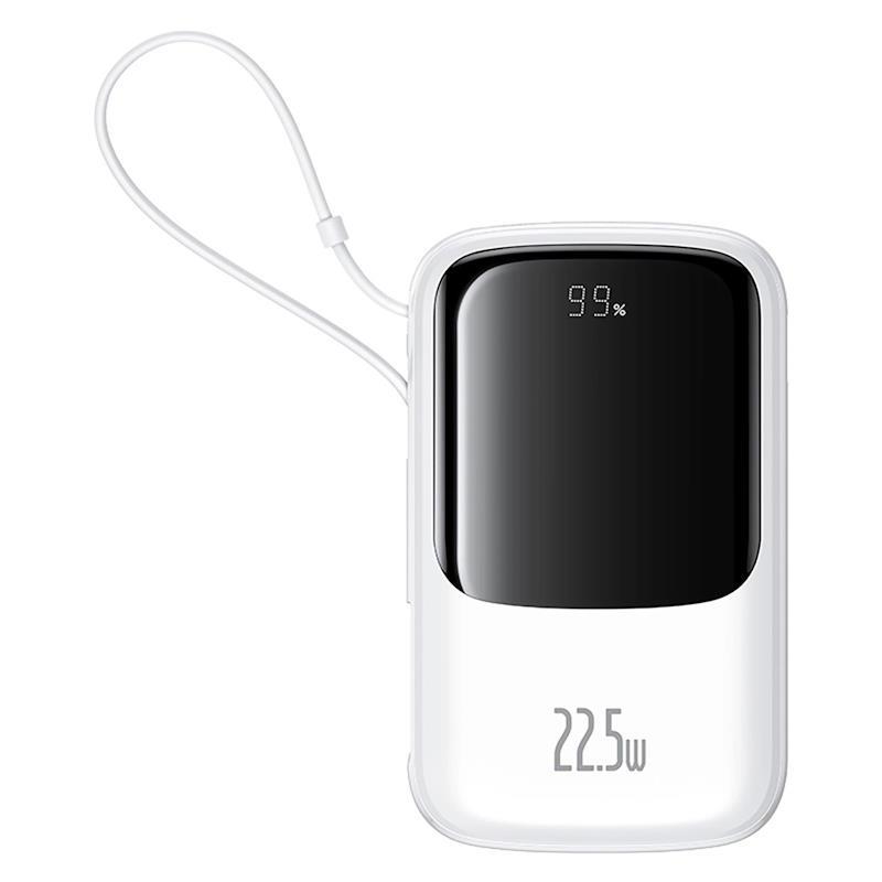 Powerbanka Baseus Qpow Pro+ 10000mAh, 22,5W, s kabelem USB-C bílá