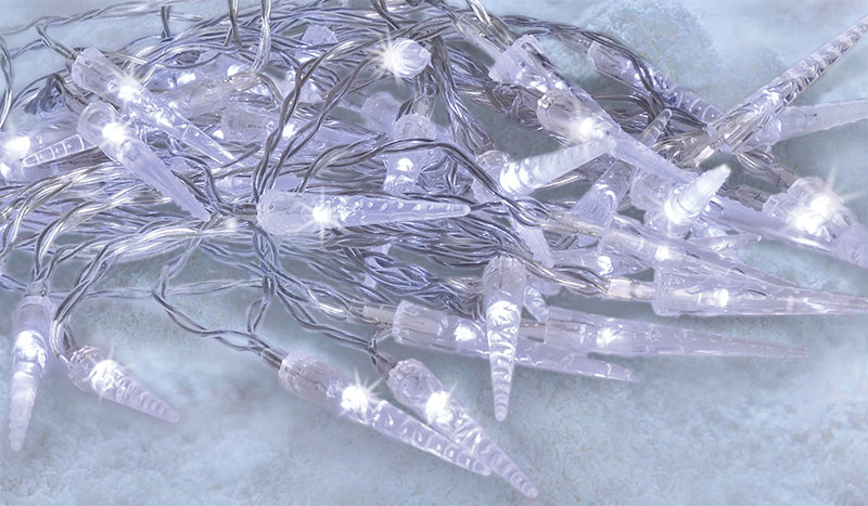 Solight LED venkovní rampouchy, 50LED, časovač, 8 funkcí, IP44, 3xAA baterie