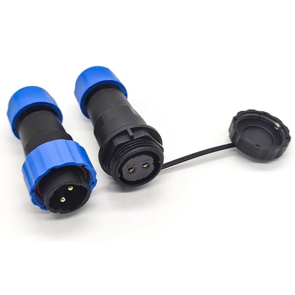 Konektor a zdířka SP/SD13-2P vodotěsný na kabel, modrý