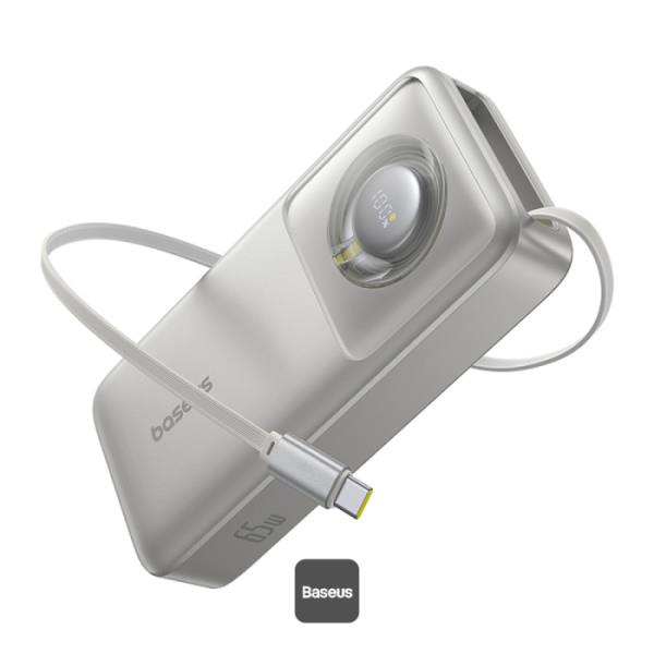 Powerbanka Baseus Free2Pull 20000mAh, 65W, s kabelem USB-C šedá