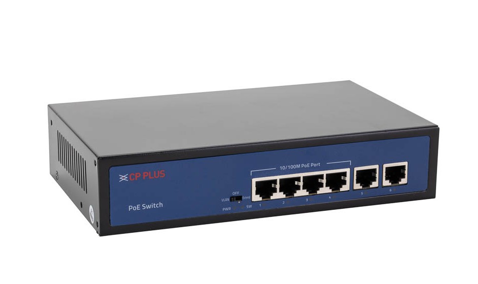 CP-DNW-HPU4H2-48-V2 Čtyřportový 10/100 Mbps PoE switch s 2x 10/100 Mbps uplinkem CP PLUS