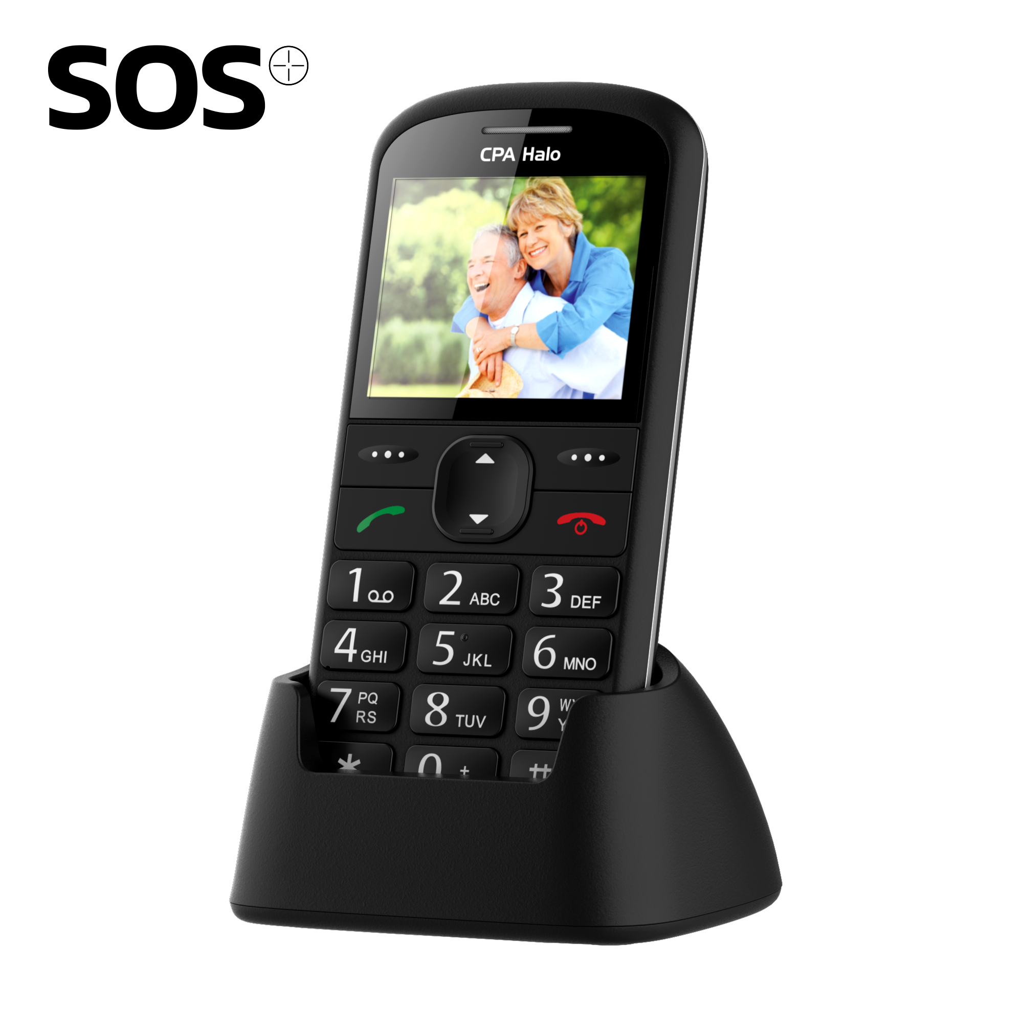 Telefon CPA Halo 21 Senior černý s nabíjecím stojánkem