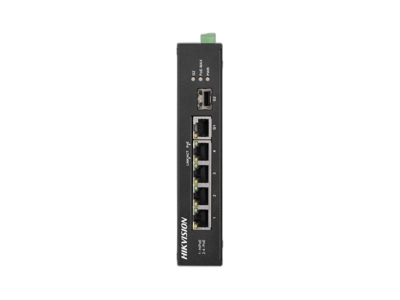 DS-3T0306HP 6 portový průmyslový switch - 1x HiPoE 90W 10/100Mbps + 3x PoE 30W…