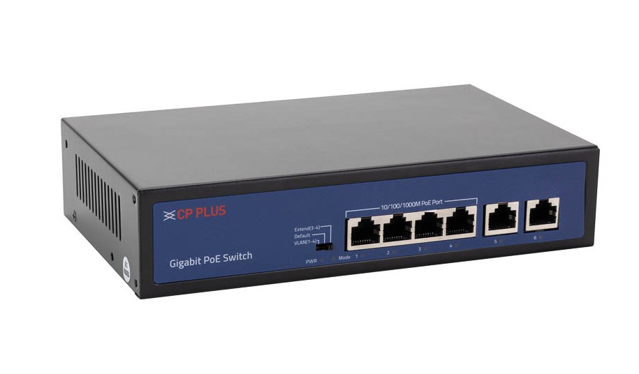 CP-DNW-GPU4G2-48-V3 Čtyřportový 10/100/1000 Mbps PoE switch s 2x 1000 Mbps uplinkem CP PLUS