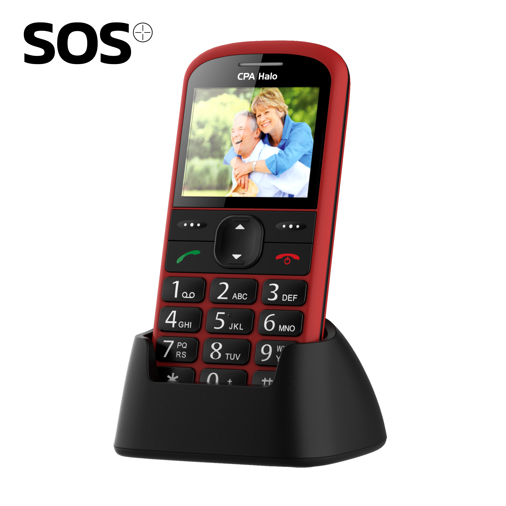 Telefon CPA Halo 21 Senior červený s nabíjecím stojánkem