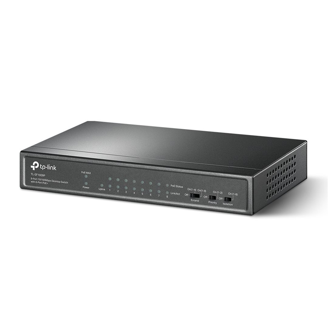 Switch TP-Link TL-SF1009P 9x LAN, 4x PoE+, 67W, kov, poškozený obal