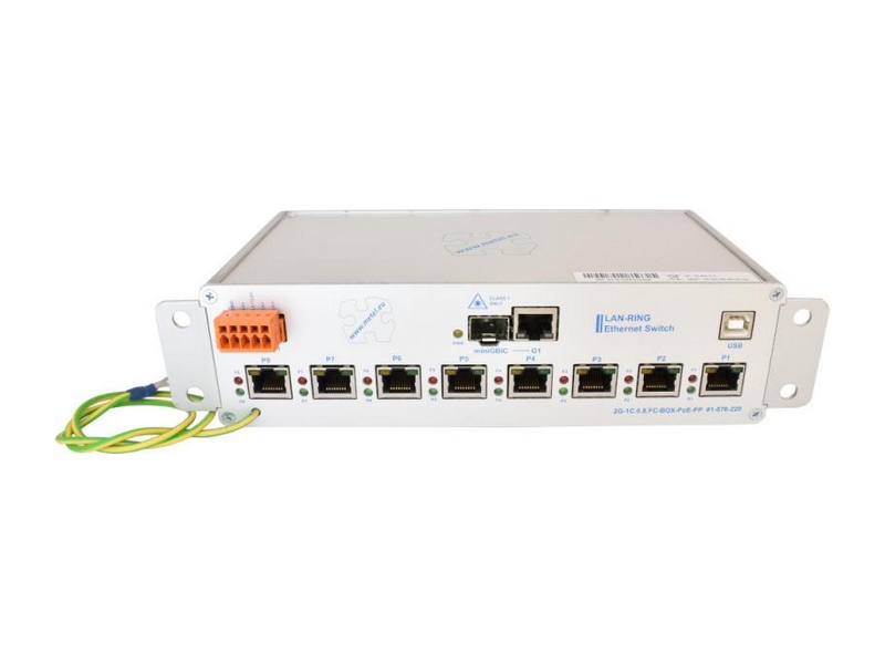 1-886-220 2G-1C.0.8.FC-BOX-PoE-PP, Průmyslový switch s 1x SFP slot, 8x Fast Ethernet…