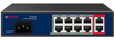 CP-ANW-HPU8G2-N12 Osmiportový 10/100 Mbps PoE switch s 2x 1000 Mbps uplinkem