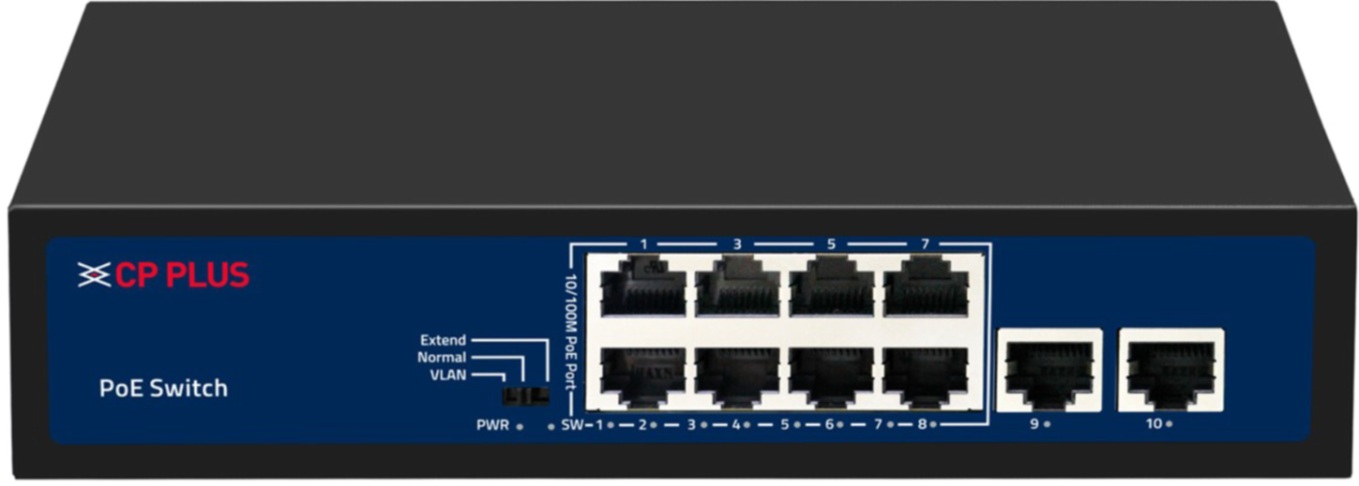 CP-DNW-HPU8H2-96-V2 Osmiportový 10/100 Mbps PoE switch s 2x 10/100 Mbps uplinkem