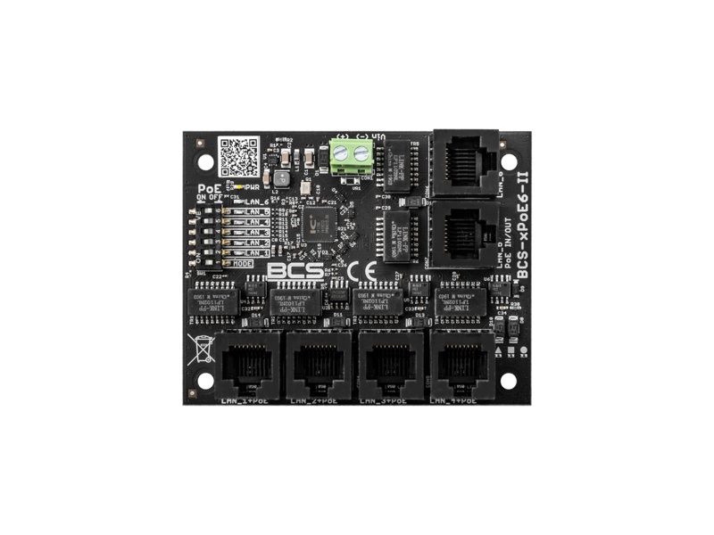 BCS-xPoE6/S 6portový PoE switch, 5× PoE RJ-45 10/100 Mbps, 1× Uplink 10/100 Mbps –…