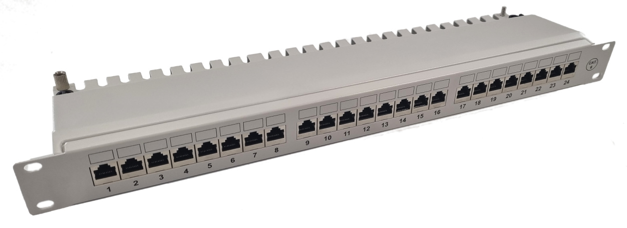 Patch panel osazený 19" 1U 24 FTP Cat 6 šedý