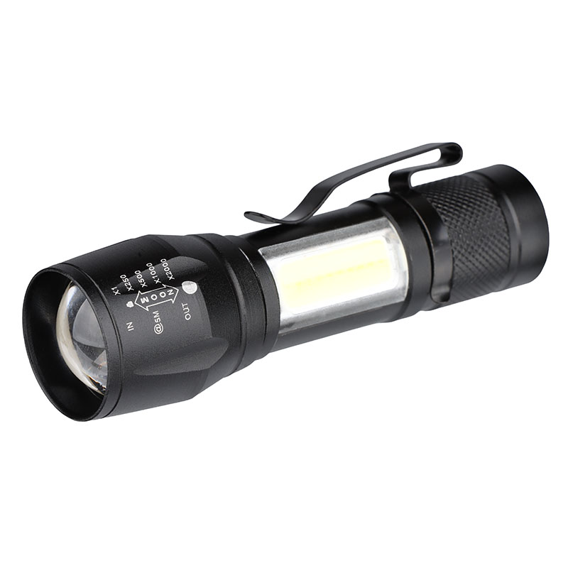 Solight LED kovová svítilna nabíjecí, 150 +60lm, Li-Ion, černá