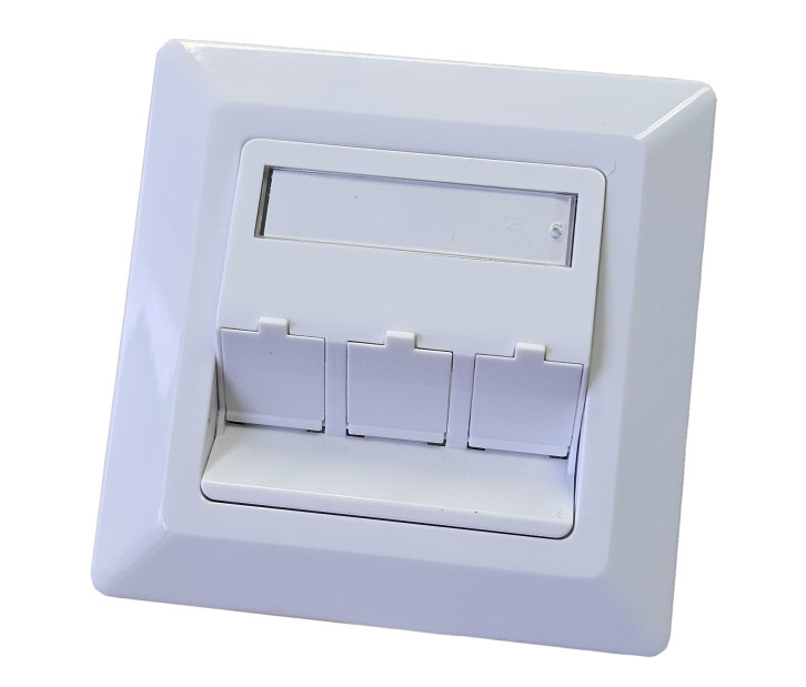 LEXI-Net   - Zásuvka neosazená universální 3 port  - 80x80  RAL 9003