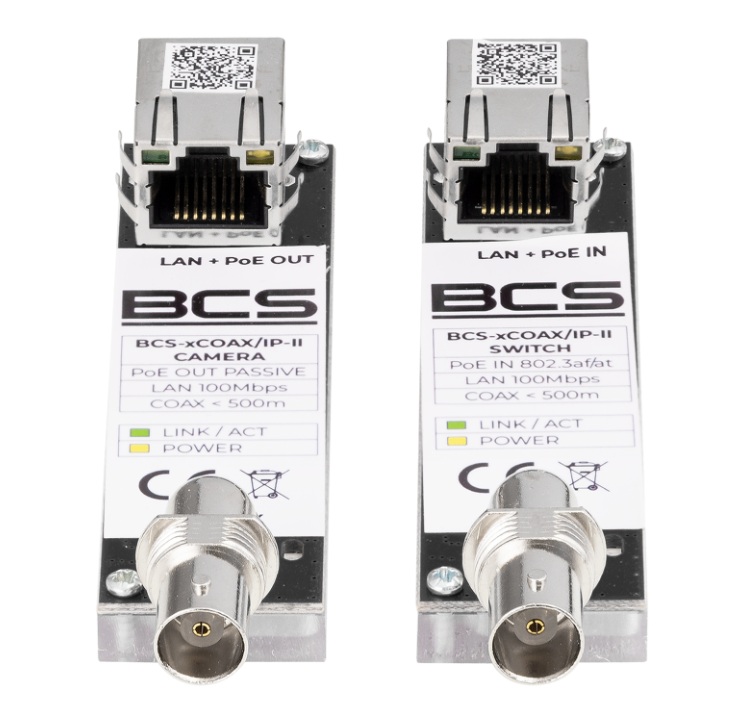 CP-PR-146 Sada aktivních převodníků LAN+PoE po koaxiálním kabelu s dosahem 500 metrů - BCS-xCOAX/IP-II