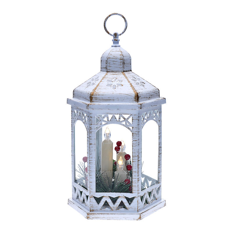 Solight LED vánoční lucerna bílá, 33cm, 3x LED svíčka, 3x AAA