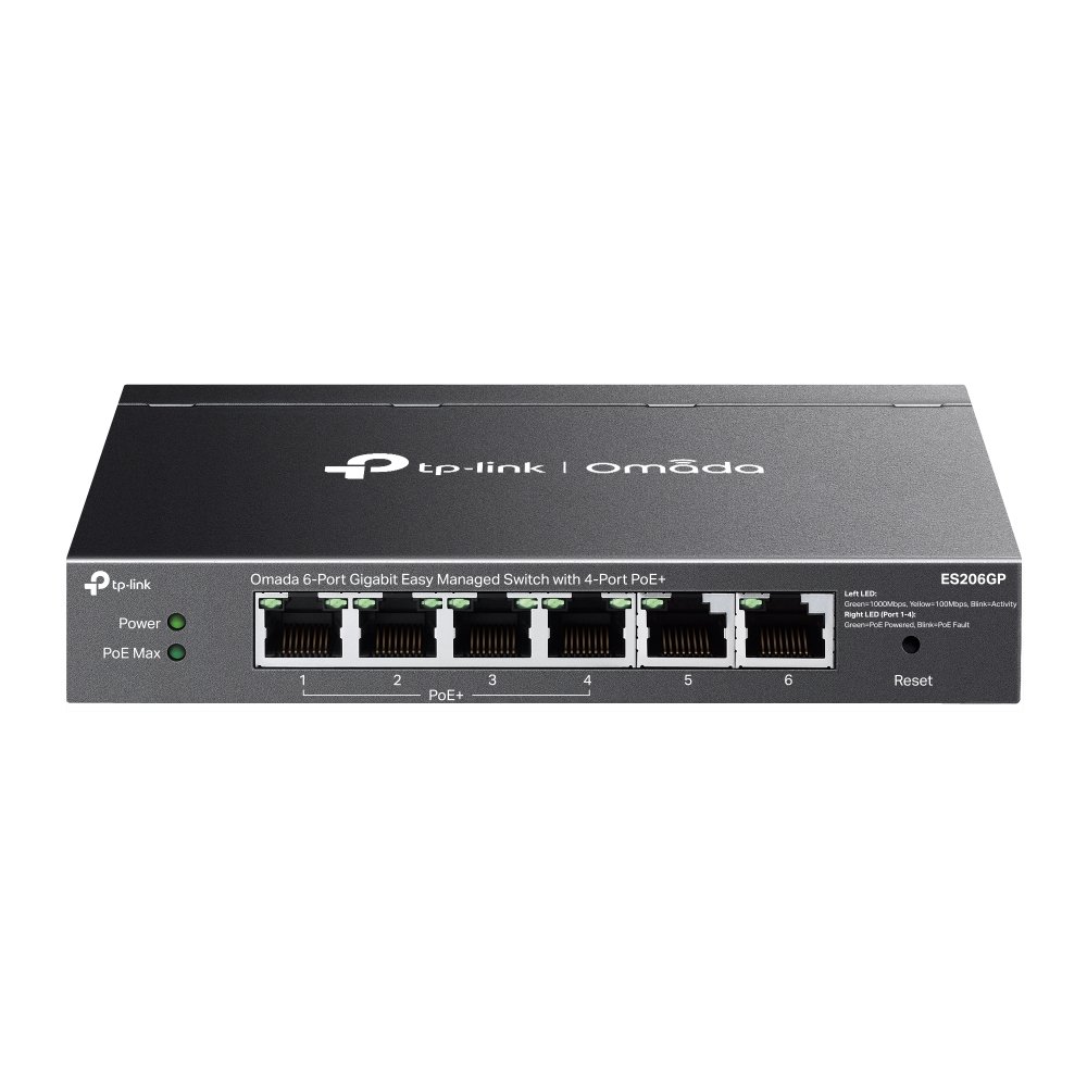 Switch TP-Link ES206GP 2x GLan, 4x GLan s PoE+, 65W, Omáda SDN