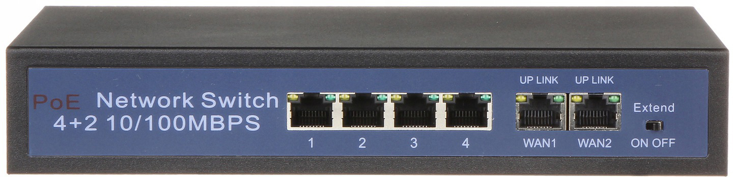 AI-PS-HT412 Čtyřportový 10/100 Mbps PoE switch s 2x uplinkem