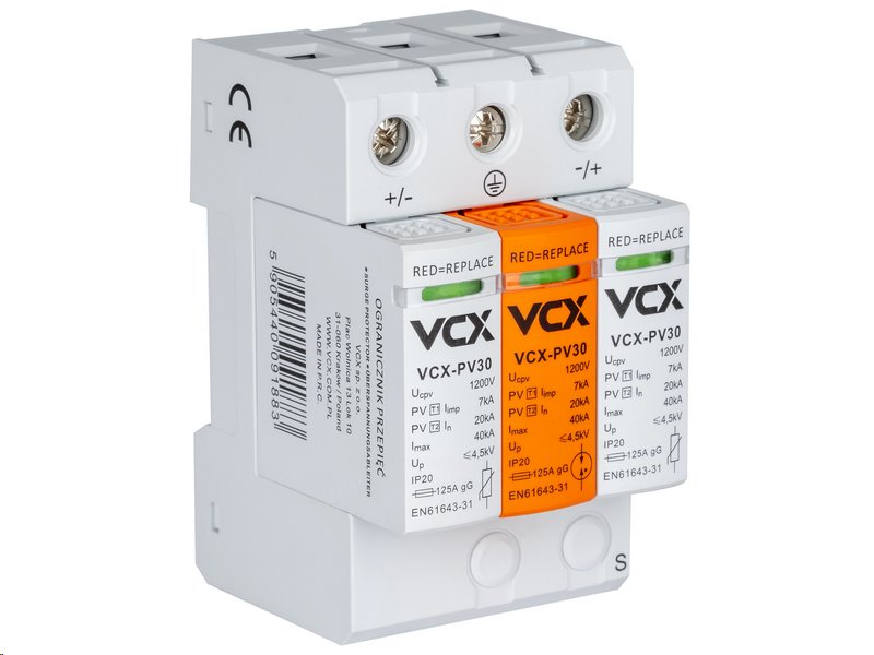 Přepěťová ochrana VCX PV30 DC třída T1T2 (B+C) 3P 1200V 7kA