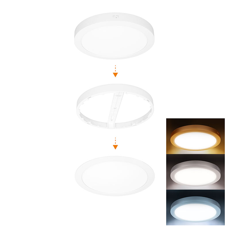 Solight LED mini panel koupelnový 2v1, 3CCT, podhledový/přisazený, 24W, 2040lm, IP54, bílá, kulatý
