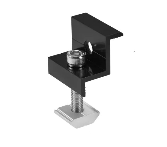 Držák koncový 30-35mm ČERNÝ pro solární panely na lištu, hliníkový