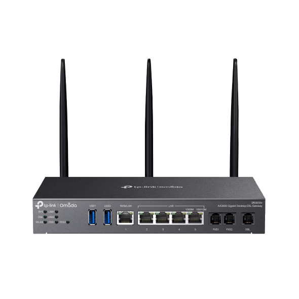Router TP-Link DR3650V VPN WiFi 6, 1x GWAN + 4x GLAN, 1x DSL, 2x FXS, USB,  Omáda SDN