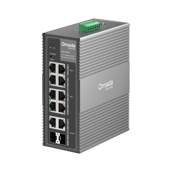 Switch TP-Link IES210GPP průmyslový, 2x SFP combo, 8x GLan s Poe+, 240W, DIN, Omáda SDN