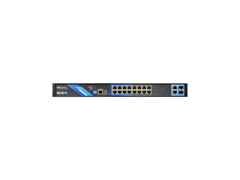BCS-B-SP1602G-2SFP-M 16portový PoE switch – 16× RJ-45 100Mbps + 2× uplink RJ-45 1Gbps + 2× SFP…
