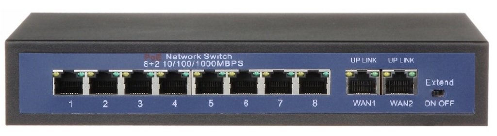 AI-PS-HT812 Osmiportový 10/100 Mbps PoE switch s 2x gigabitovým uplinkem