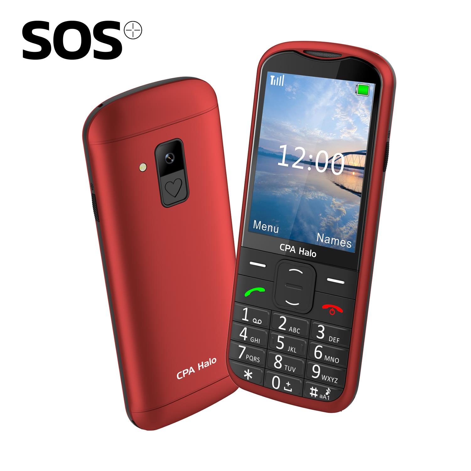 Telefon CPA Halo 28 Senior červený s nabíjecím stojánkem